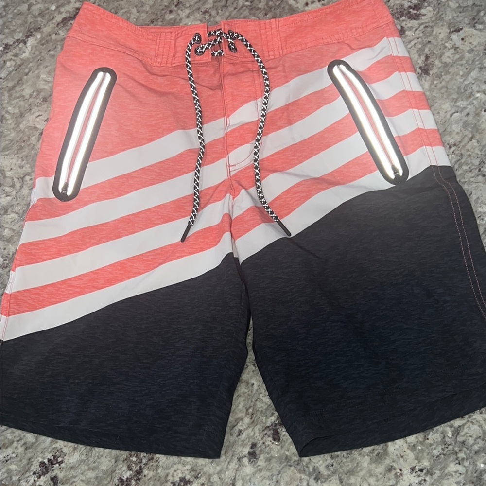 American Eagle Outfitters Coral and Black Swim Trunks Mens XS
